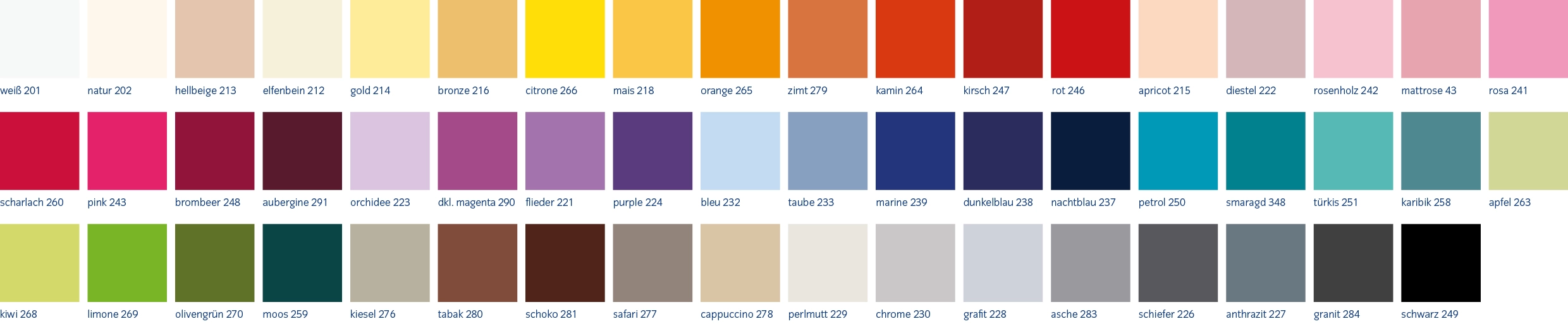 Farbkarte Spannleintuch